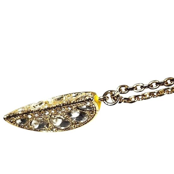 Pendant Necklace Ann Taylor Signed Yellow Lemon Wedge Long Gold Women Jewelry - Picture 6 of 8